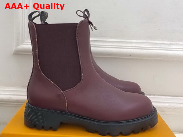 Louis Vuitton District Chelsea Ankle Boot in Burgundy Plain Calf Leather Replica