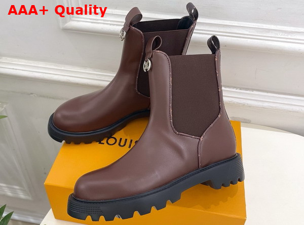 Louis Vuitton District Chelsea Ankle Boot in Chocolate Plain Calf Leather Replica