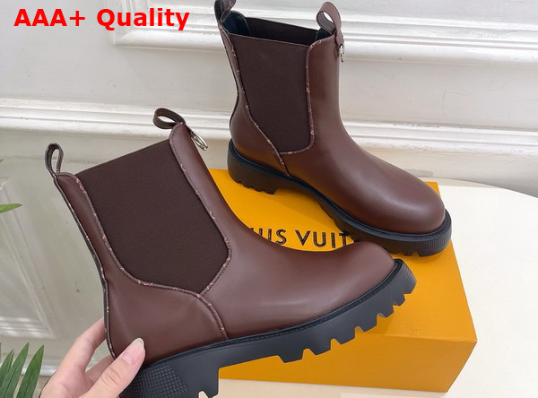 Louis Vuitton District Chelsea Ankle Boot in Chocolate Plain Calf Leather Replica