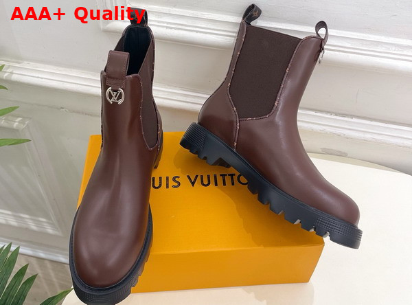 Louis Vuitton District Chelsea Ankle Boot in Chocolate Plain Calf Leather Replica