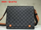 Louis Vuitton District PM Damier Graphite Canvas with Orange Metallic Parts and Bi Color Textile Strap Replica