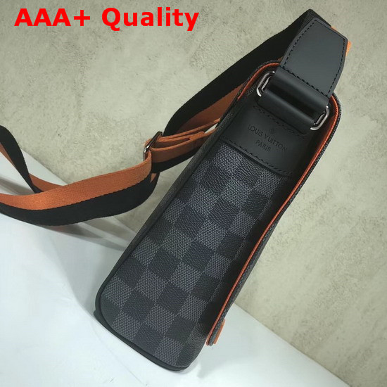 Louis Vuitton District PM Damier Graphite Canvas with Orange Metallic Parts and Bi Color Textile Strap Replica