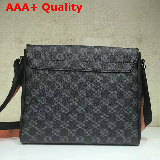 Louis Vuitton District PM Damier Graphite Canvas with Orange Metallic Parts and Bi Color Textile Strap Replica