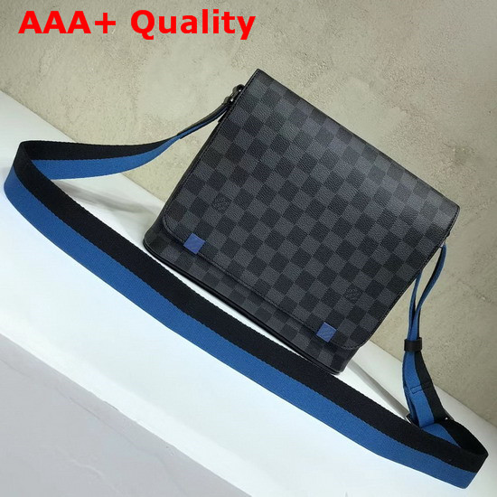 Louis Vuitton District PM Damier Graphite Coated Canvas with Colored Metallic Parts and Bi Color Textile Strap N42420 Replica