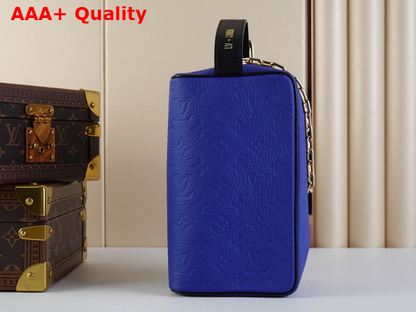 Louis Vuitton Dopp Kit Bag Blue Embossed Taurillon Leather Part of Louis Vuitton NBA Collaboration M21106 Replica