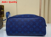 Louis Vuitton Dopp Kit Toilet Pouch Cobalt Blue Taiga Cowhide Leather and Monogram Pacific Coated Canvas M30849 Replica