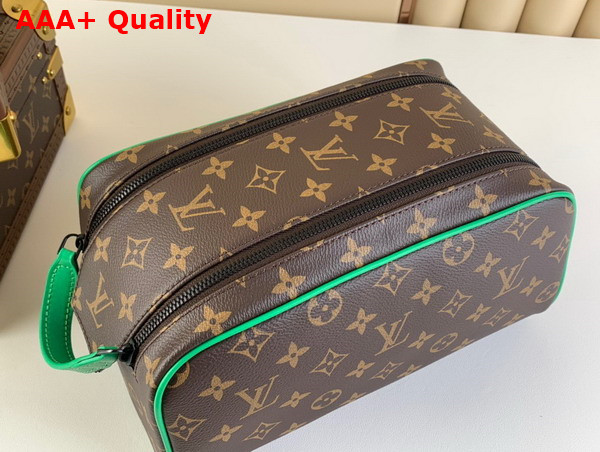 Louis Vuitton Dopp Kit Toilet Pouch Monogram Macassar Coated Canvas and Minty Green Cowhide Leather M46253 Replica
