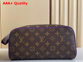 Louis Vuitton Dopp Kit Toilet Pouch Monogram Macassar Coated Canvas and Purple Cowhide Leather Replica