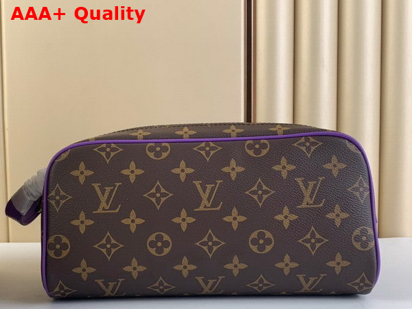 Louis Vuitton Dopp Kit Toilet Pouch Monogram Macassar Coated Canvas and Purple Cowhide Leather Replica