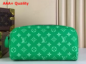 Louis Vuitton Dopp Kit Toilet Pouch in Green Taiga Cowhide Leather and Monogram Coated Canvas Replica