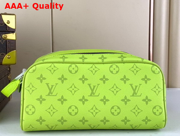 Louis Vuitton Dopp Kit Toilet Pouch in Neon Yellow Monogram Coated Canvas and Taiga Cowhide Leather M10144 Replica