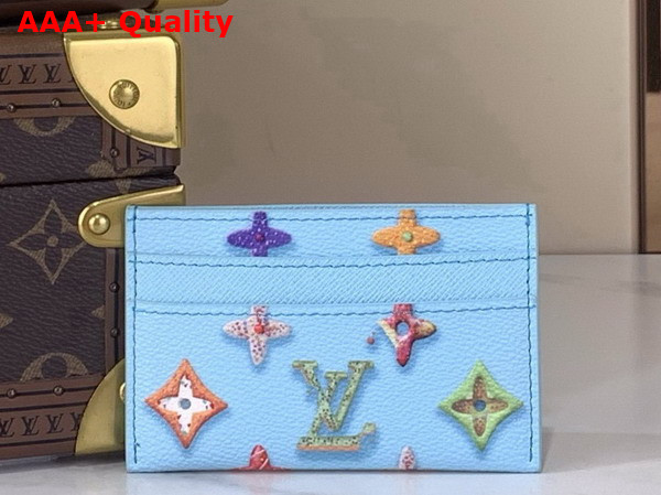Louis Vuitton Double Card Holder in Blueberry Monogram Donuts Coated Canvas Replica