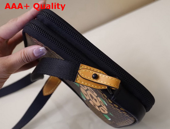 Louis Vuitton Double Phone Pouch in Giant Damier Ebene Canvas and Features a Nigo Tortoise with LV Made Written on His Sheel N40377 Replica