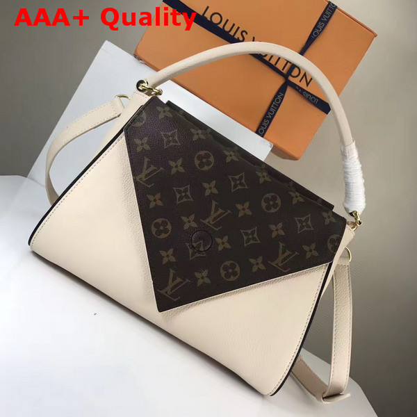 Louis Vuitton Double V Beige Small Grained Calf Leather and Monogram Canvas Flap M54438 Replica
