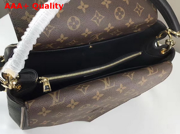Louis Vuitton Double V Black Small Grained Calf Leather and Monogram Canvas Flap M54439 Replica