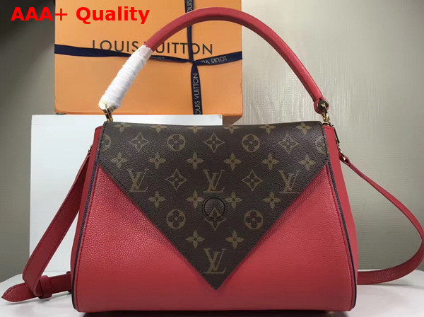 Louis Vuitton Double V Red Small Grained Calf Leather and Monogram Canvas Flap M54624 Replica