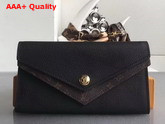 Louis Vuitton Double V Wallet Noir Grained Calf Leather with Iconic Monogram Canvas M64319 Replica