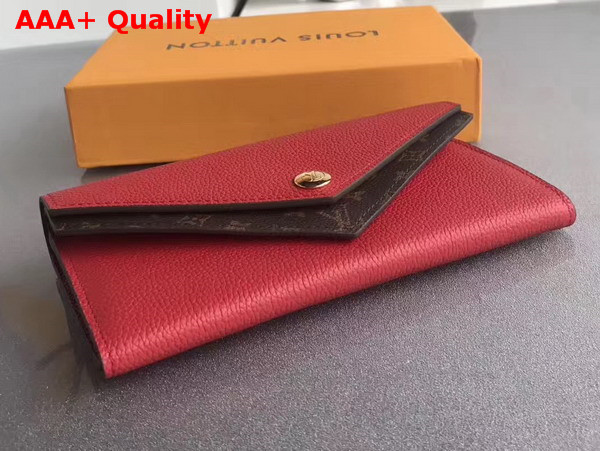 Louis Vuitton Double V Wallet Rubis Grained Calf Leather with Iconic Monogram Canvas M64317 Replica