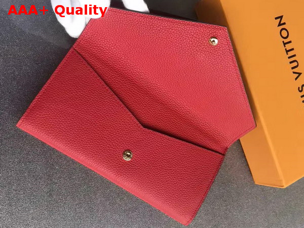 Louis Vuitton Double V Wallet Rubis Grained Calf Leather with Iconic Monogram Canvas M64317 Replica