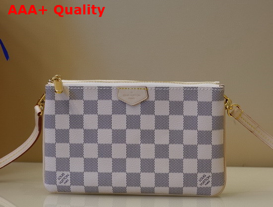 Louis Vuitton Double Zip Pochette Damier Azur Canvas N60460 Replica