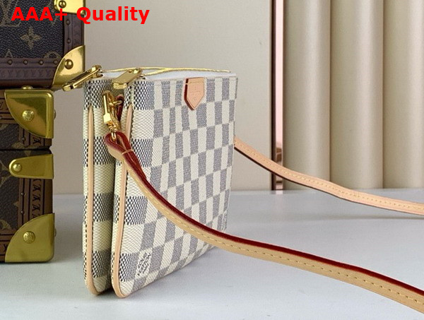 Louis Vuitton Double Zip Pochette in Damier Azur Canvas N60460 Replica