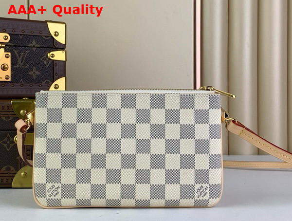 Louis Vuitton Double Zip Pochette in Damier Azur Canvas N60460 Replica
