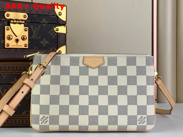 Louis Vuitton Double Zip Pochette in Damier Azur Canvas N60460 Replica