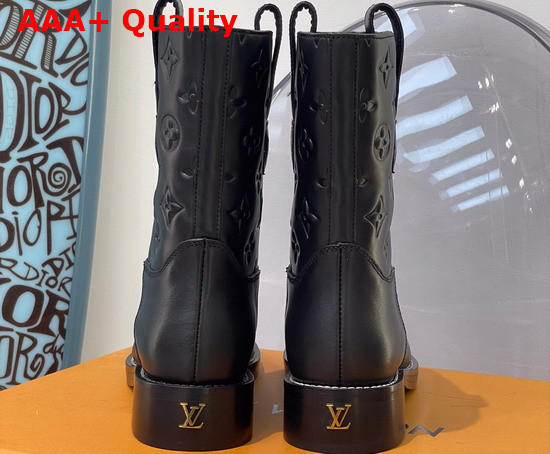 Louis Vuitton Downtown Ankle Boot in Black Embossed Calf Leather 1A95RT Replica