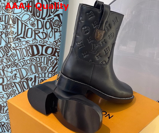 Louis Vuitton Downtown Ankle Boot in Black Embossed Calf Leather 1A95RT Replica
