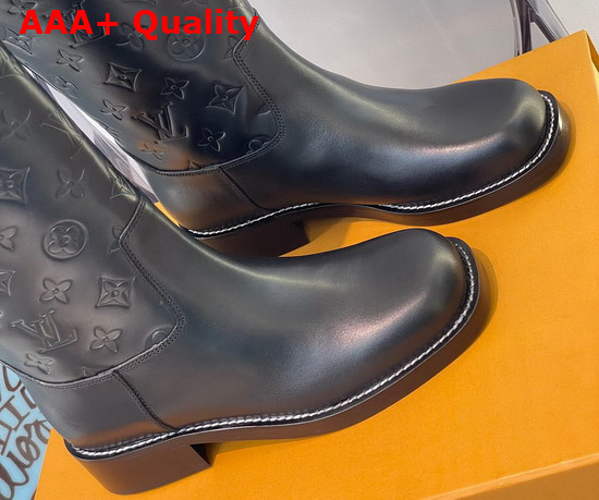 Louis Vuitton Downtown Half Boot in Black Embossed Calf Leather 1A95GU Replica