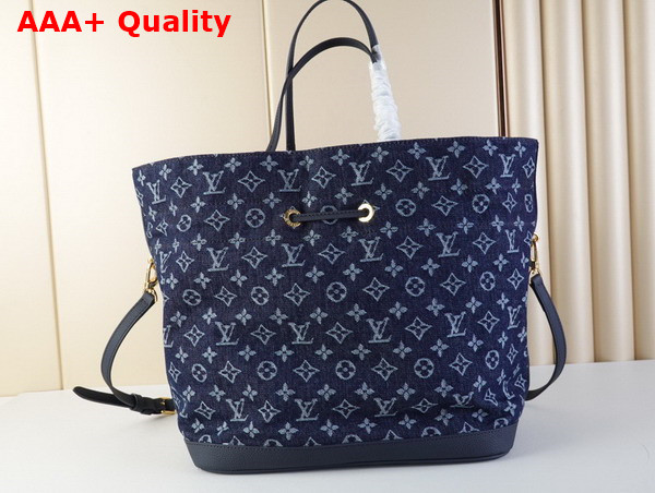 Louis Vuitton Drawstring Bucket Bag in Blue Monogram Jacquard Denim Replica