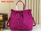 Louis Vuitton Drawstring Bucket Bag in Fuchsia Monogram Jacquard Denim Replica