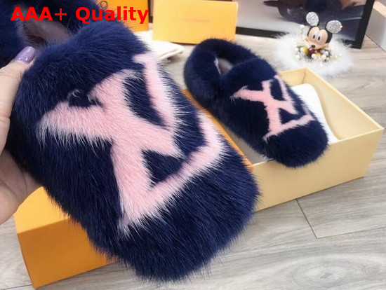Louis Vuitton Dreamy Slippers Marine Mink Fur 1A4MD0 Replica