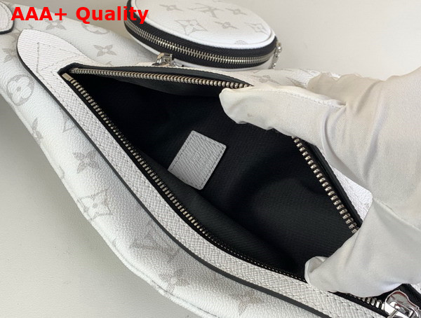 Louis Vuitton Duo Sling Bag in Optic White Monogram Coated Canvas and Taiga Cowhide Leather Replica