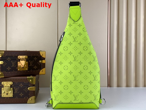 Louis Vuitton Duo Slingbag in Neon Yellow Monogram Coated Canvas and Taiga Cowhide Leather Replica