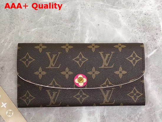Louis Vuitton Emilie Wallet Monogram Canvas Decorative White and Red Blossoms M68331 Replica