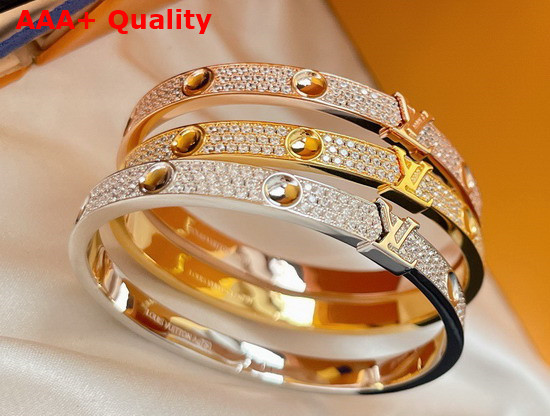 Louis Vuitton Empreinte Bangle Yellow Gold and Pave Diamonds Q95785 Replica