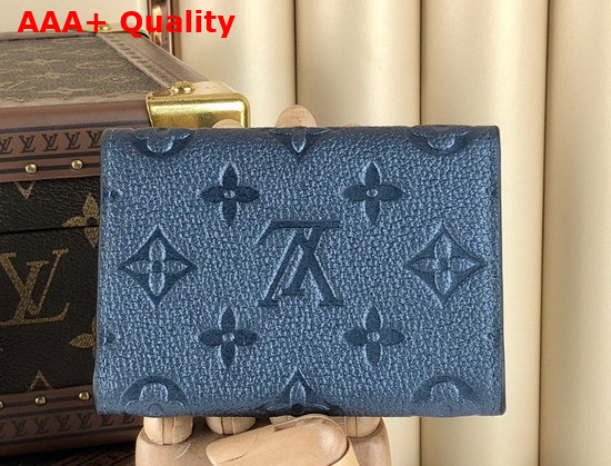 Louis Vuitton Enveloppe Carte De Visite Navy Blue Monogram Empreinte Leather M80944 Replica