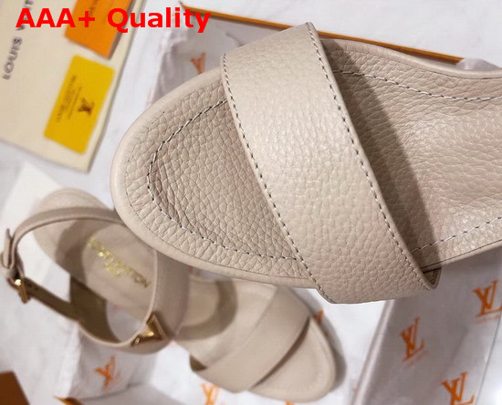 Louis Vuitton Essential V High Heel Platform Sandal in Beige Grain Leather Replica