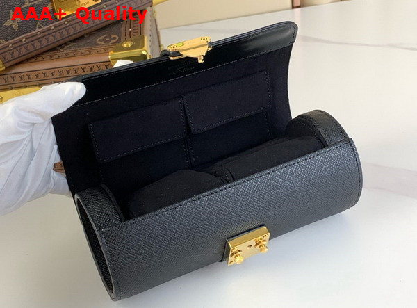 Louis Vuitton Etui Bijoux Jewelry Case in Black Taiga Leather Replica
