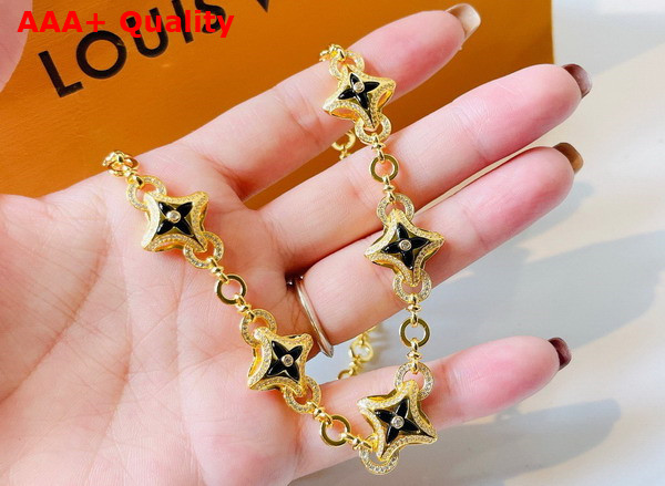 Louis Vuitton Ever Blossom Necklace Yellow Gold Onyx Diamonds Q94523 Replica