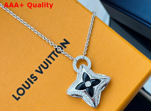 Louis Vuitton Ever Blossom Pendant White Gold Onyx Diamonds Replica
