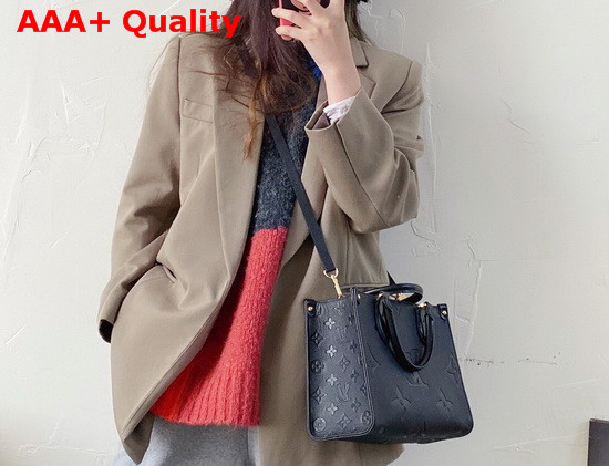 Louis Vuitton Exclusive Online Onthego PM Tote Black Monogram Empreinte Leather Replica