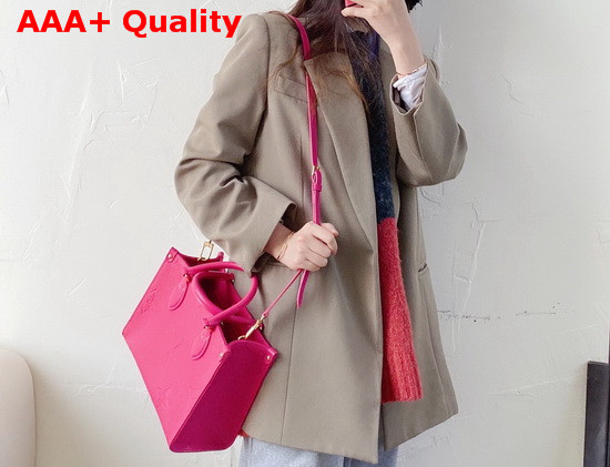 Louis Vuitton Exclusive Online Onthego PM Tote Freesia Pink Monogram Empreinte Leather M45660 Replica