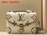 Louis Vuitton Exclusive Online Pochette Metis Bicolor Monogram Empreinte Leather Cream Bois de Rose Pink M45596 Replica