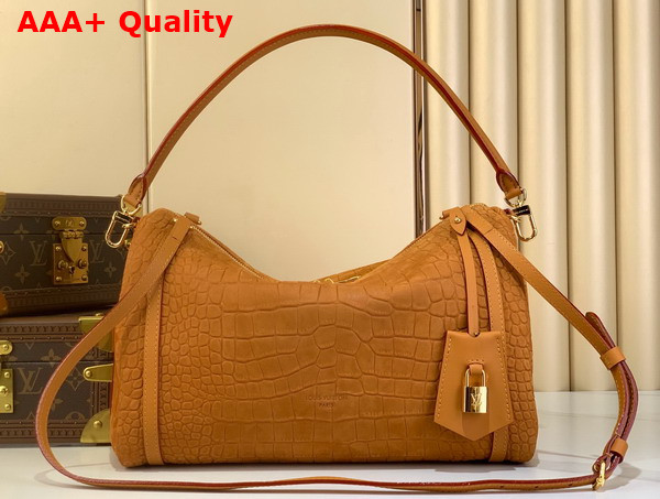Louis Vuitton Express MM Tan Crocodile Embossed Suede Calfskin Replica
