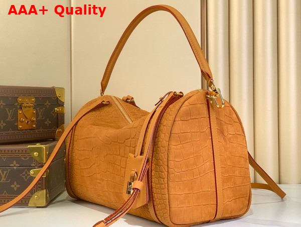 Louis Vuitton Express MM Tan Crocodile Embossed Suede Calfskin Replica
