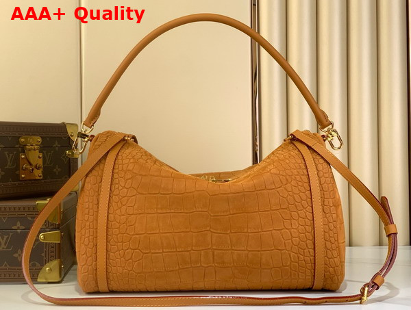 Louis Vuitton Express MM Tan Crocodile Embossed Suede Calfskin Replica