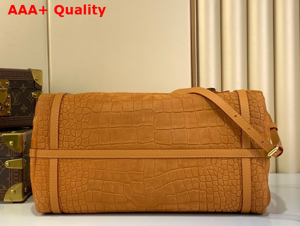 Louis Vuitton Express MM Tan Crocodile Embossed Suede Calfskin Replica