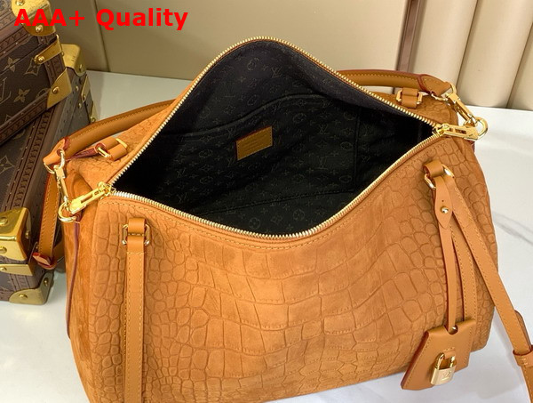 Louis Vuitton Express MM Tan Crocodile Embossed Suede Calfskin Replica